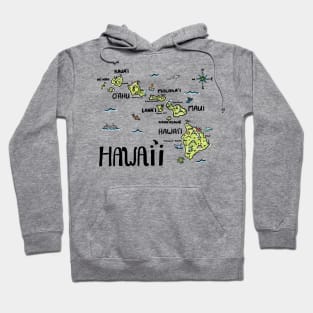 Hawaii Illustrated Map Color Hoodie